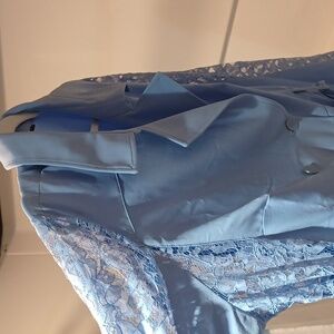 Lane Bryant Light Blue Lace Sleeve Jacket